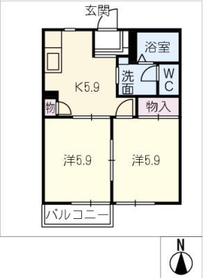 グレースマンションC(2K/1階)の間取り写真