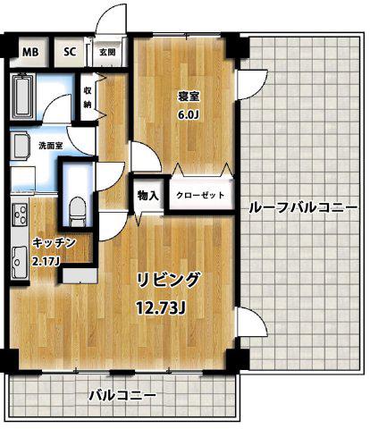 KYハウスVI(1LDK/5階)の間取り写真