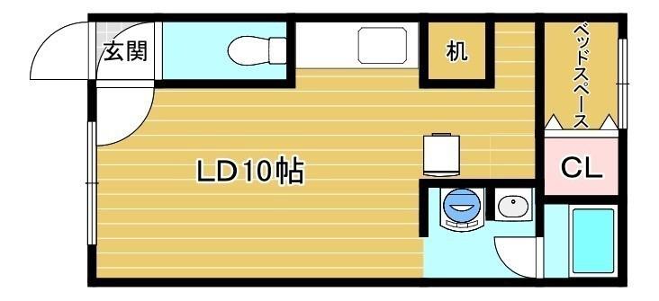 プロヴィデンスII(ワンルーム/2階)の間取り写真