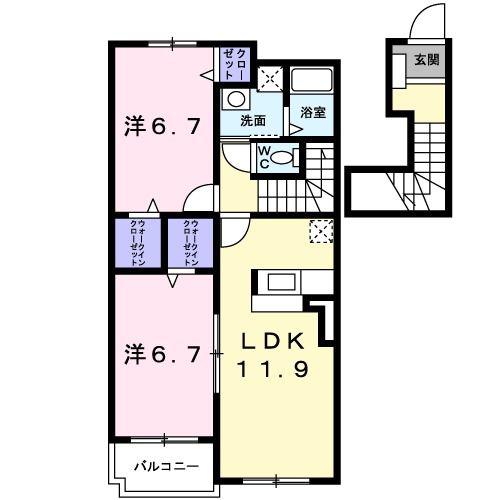 RICHESSE I(2LDK/2階)の間取り写真