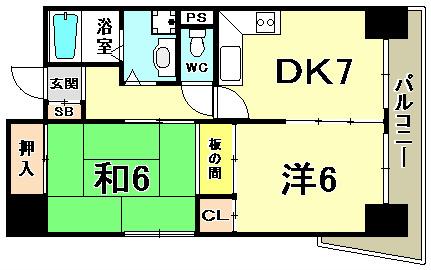 コスタレイ神戸三宮(2DK/9階)の間取り写真