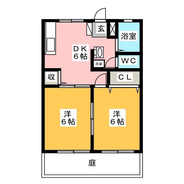 サンシティー河森(2DK/1階)の間取り写真