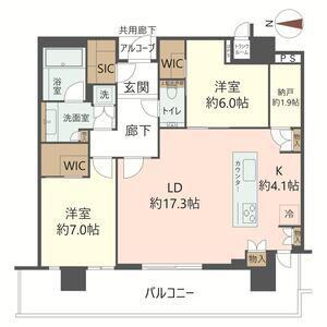 ジオタワー宝塚グランレジスTHE ノース(2SLDK/32階)の間取り写真