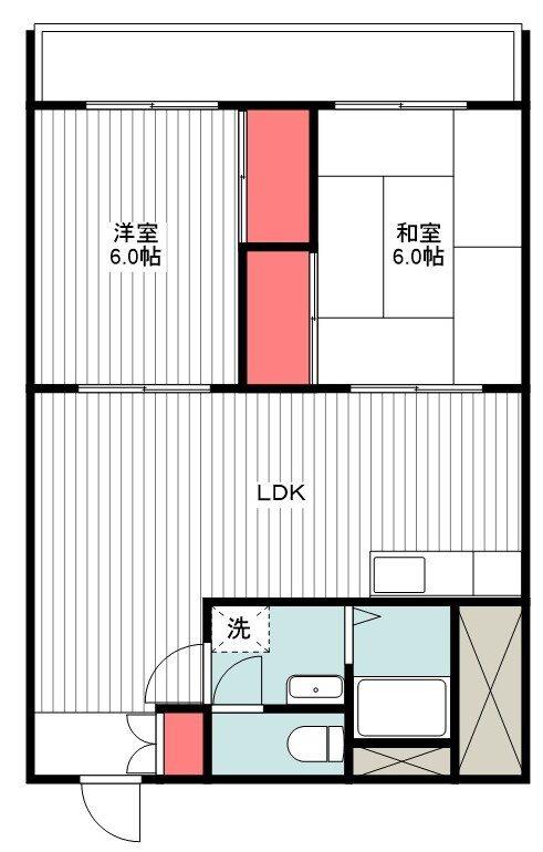 アーバンKNⅡ(2LDK/3階)の間取り写真