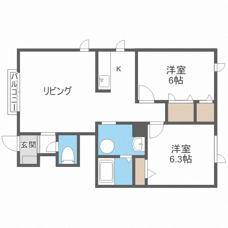 ミュンヘン福住(2LDK/1階)の間取り写真