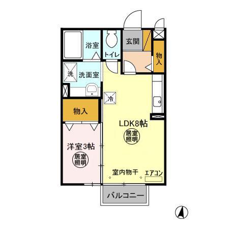 ハイツ・フラッシュ(1LDK/2階)の間取り写真
