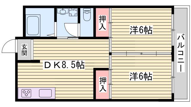 グリーンヒル舞子A(2DK/3階)の間取り写真