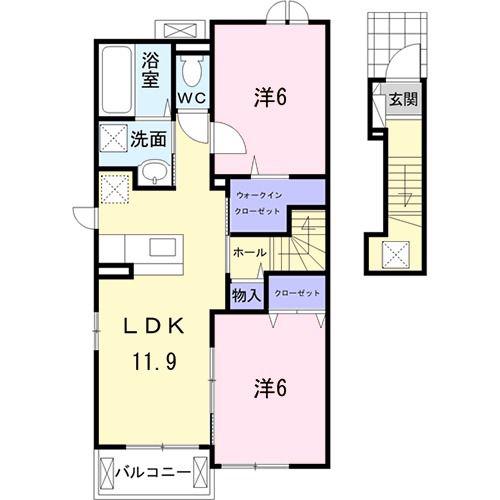 アンベリール(2LDK/2階)の間取り写真
