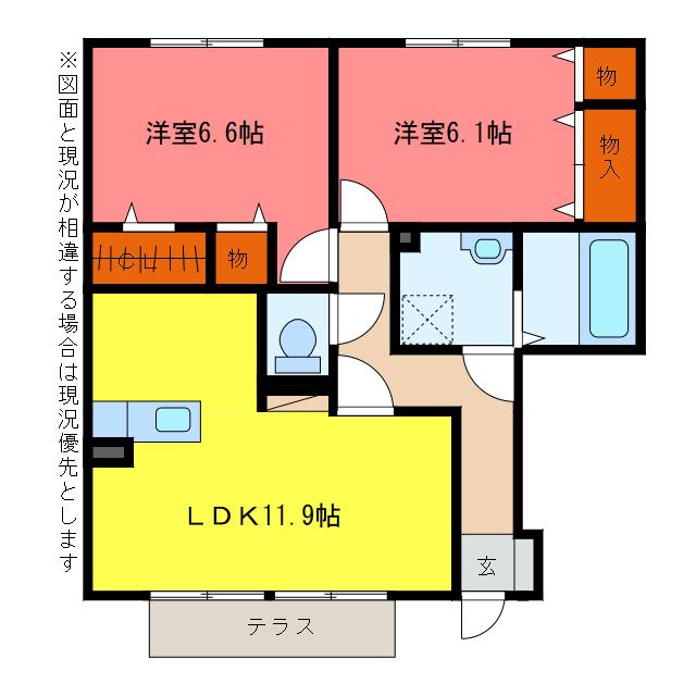 宮前ヒルズ(2LDK/1階)の間取り写真