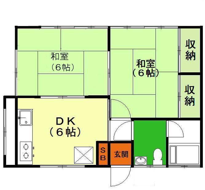 見出シ野ハイツI(2DK/1階)の間取り写真