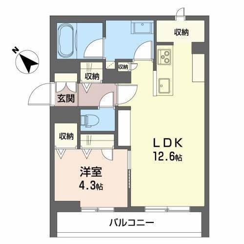BEREO相生町壱番館 (1LDK/2階)の間取り写真