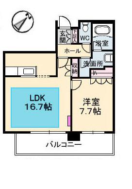 ザ・広島タワー(1LDK/6階)の間取り写真