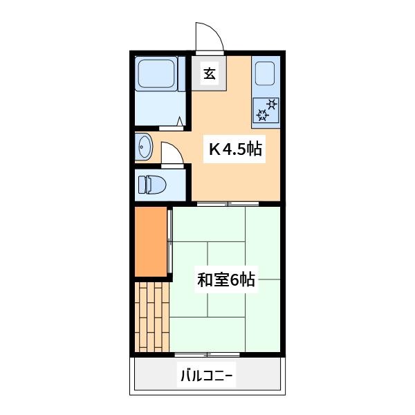 紅葉丘ハウス(1K/2階)の間取り写真