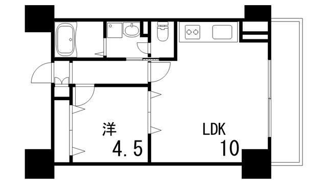 モアライフ住吉南(1LDK/4階)の間取り写真