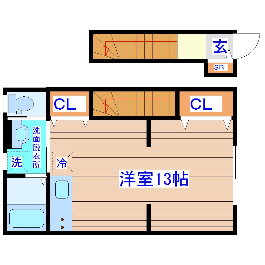 フォワード連坊(ワンルーム/2階)の間取り写真