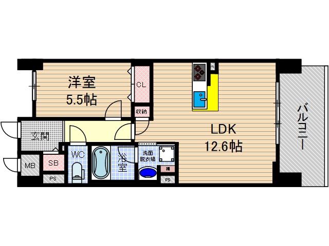 アグレアブール(1LDK/3階)の間取り写真