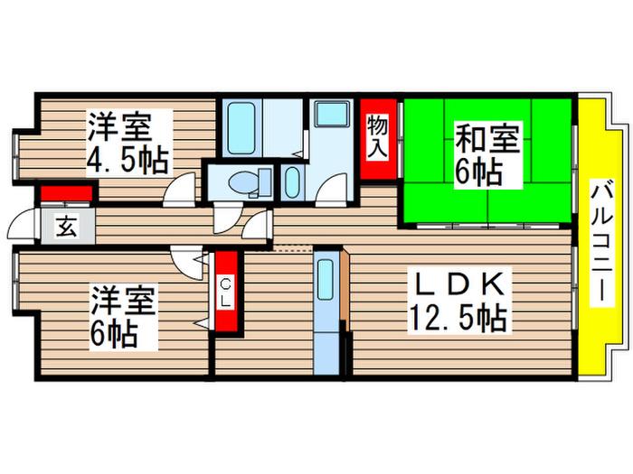 アーバン・ヒルズ21(3LDK/5階)の間取り写真
