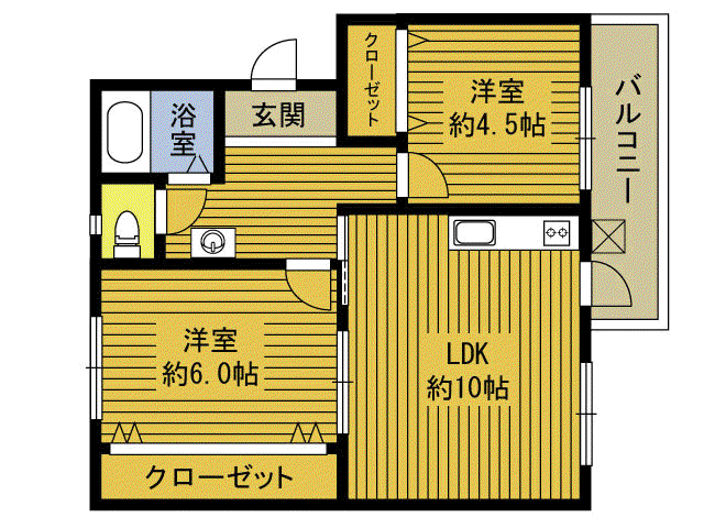 サンヒルズ明野(2LDK/3階)の間取り写真