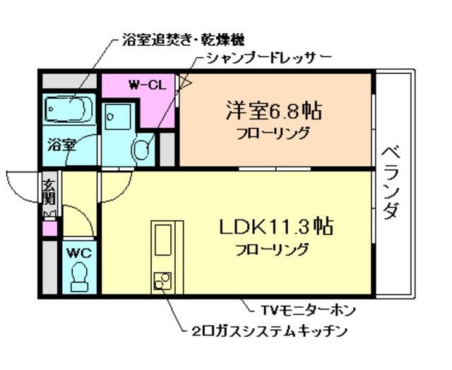 アムール彩都II(1LDK/1階)の間取り写真