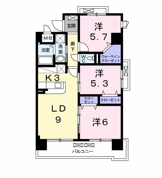グランデスカイ空港南(3LDK/6階)の間取り写真
