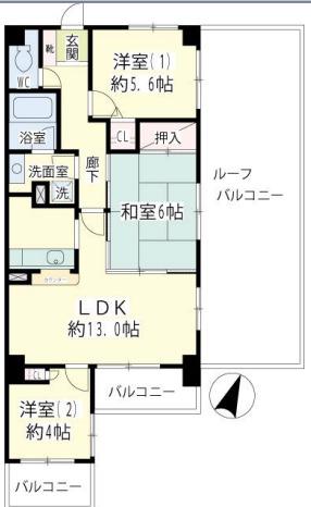 NICE URBAN府中(3LDK/11階)の間取り写真