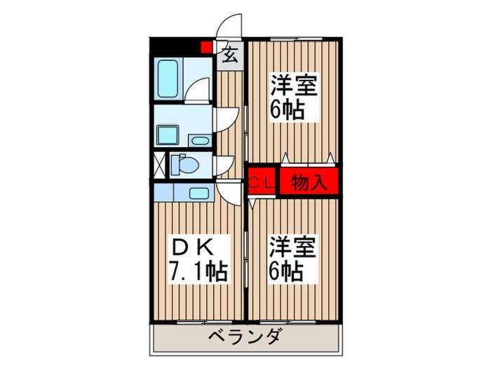 アヴァンセ上尾(2DK/1階)の間取り写真