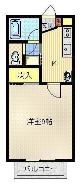 薩摩川内市永利町1K(1K/1階)の間取り写真