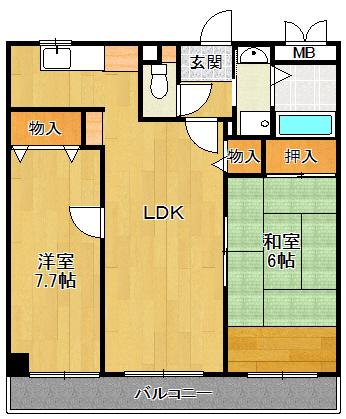ボヌール宝塚(2LDK/2階)の間取り写真