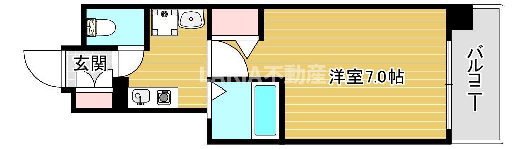 グランセレブ本町(1K/4階)の間取り写真