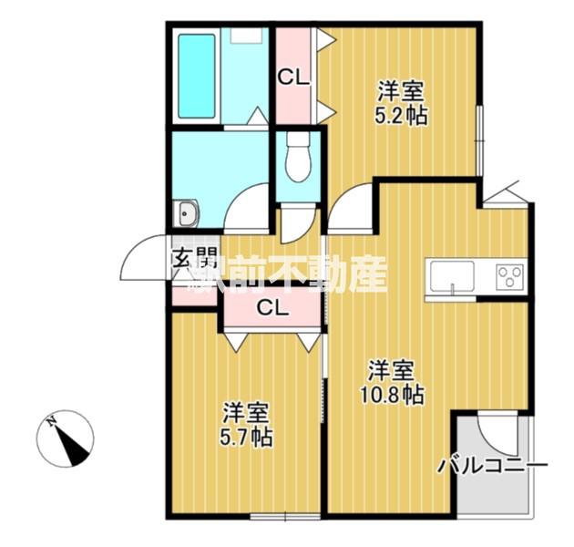 レイム荒尾(2LDK/2階)の間取り写真