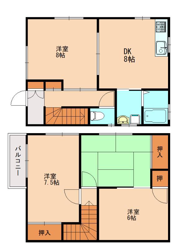 川島アパート(4DK/1階)の間取り写真