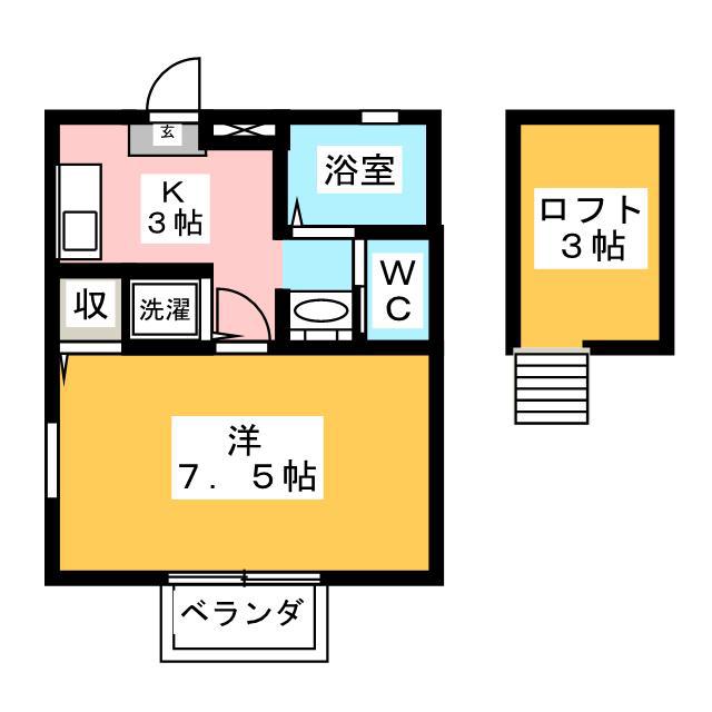 ペスカトーレ東海(1K/2階)の間取り写真