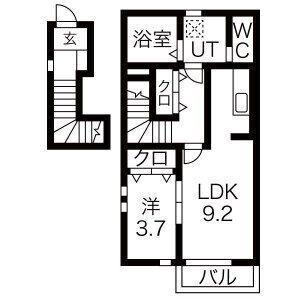 ダイヤモンドヒルズ半田上池(1LDK/2階)の間取り写真