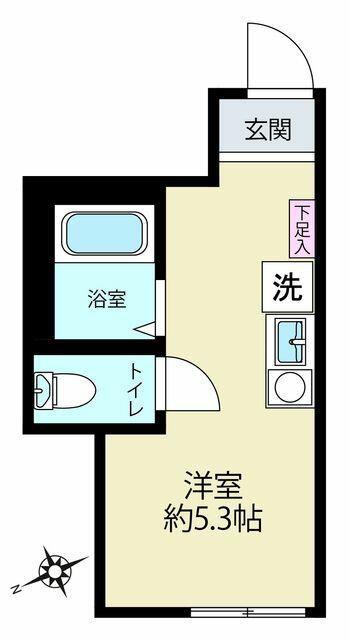 ヒルズ上星川B棟(ワンルーム/2階)の間取り写真