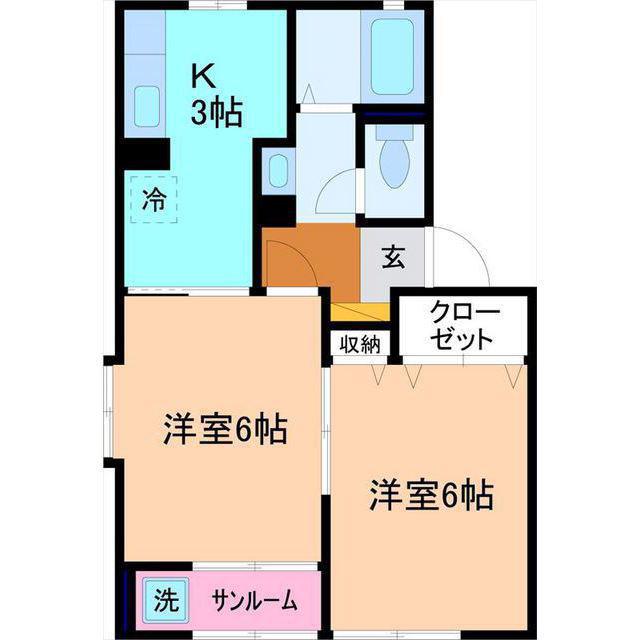 アビタシオンフルール(2K/1階)の間取り写真