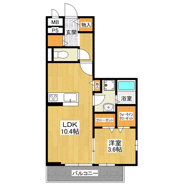 カーザ ヴェルデC棟(1LDK/2階)の間取り写真