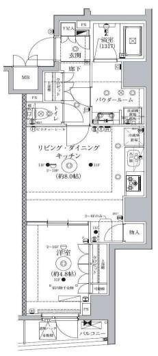 セジョリ東大前(1LDK/9階)の間取り写真
