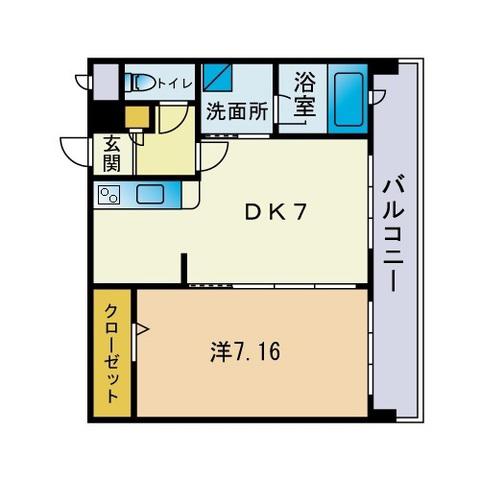 HF大濠レジデンスBAYSIDE(1DK/6階)の間取り写真
