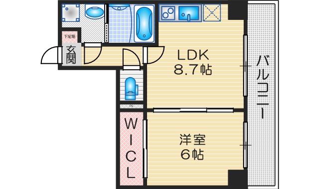 SERENITE江坂四番館(1DK/6階)の間取り写真