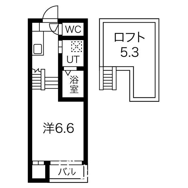 VILLALAFONTE(1K/2階)の間取り写真