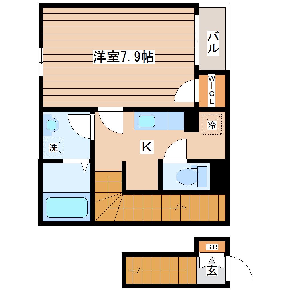 クレセント黒木(1K/2階)の間取り写真