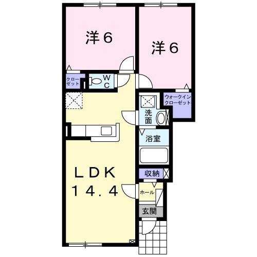 ホワイトレジデンス(2LDK/1階)の間取り写真
