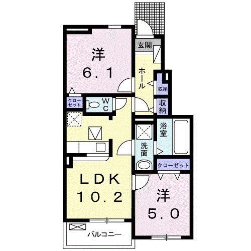 フルール・クレアIII(2LDK/1階)の間取り写真