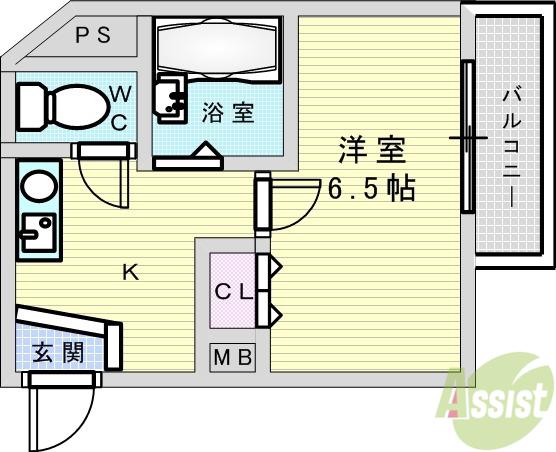 第2サンライフ瀬川(1K/3階)の間取り写真