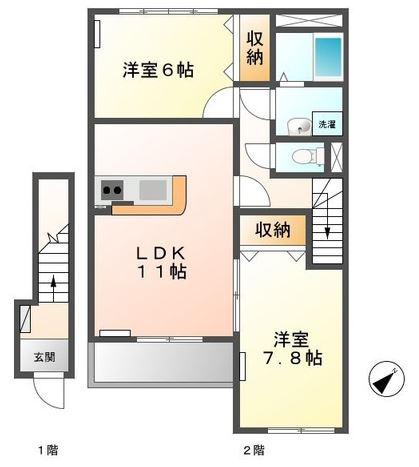 セラヴィ(2LDK/2階)の間取り写真