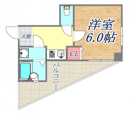 ワコーレハーバーCITY元町(ワンルーム/6階)の間取り写真