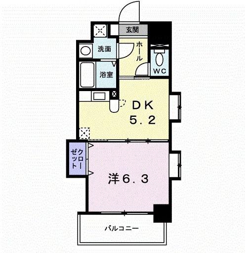 グレイス竹下(1DK/9階)の間取り写真