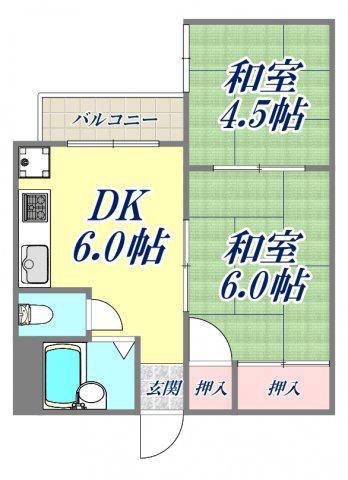 パークスクエア東園田(2DK/6階)の間取り写真