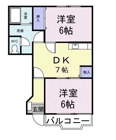 フラット・ハイムA(2DK/1階)の間取り写真