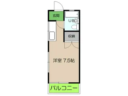 ハイツヤマサキ(ワンルーム/2階)の間取り写真